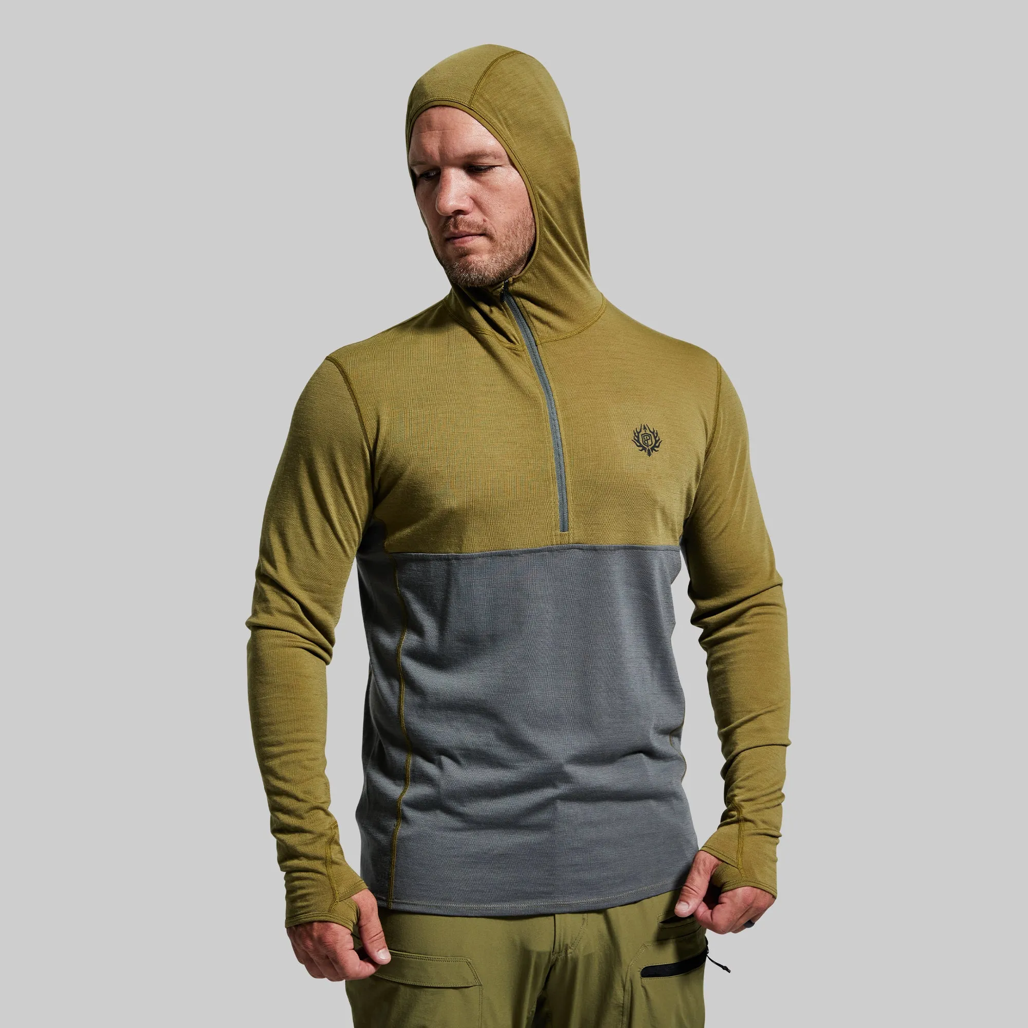 Men's Ridgeline Half Zip Hoodie (Deep Moss)