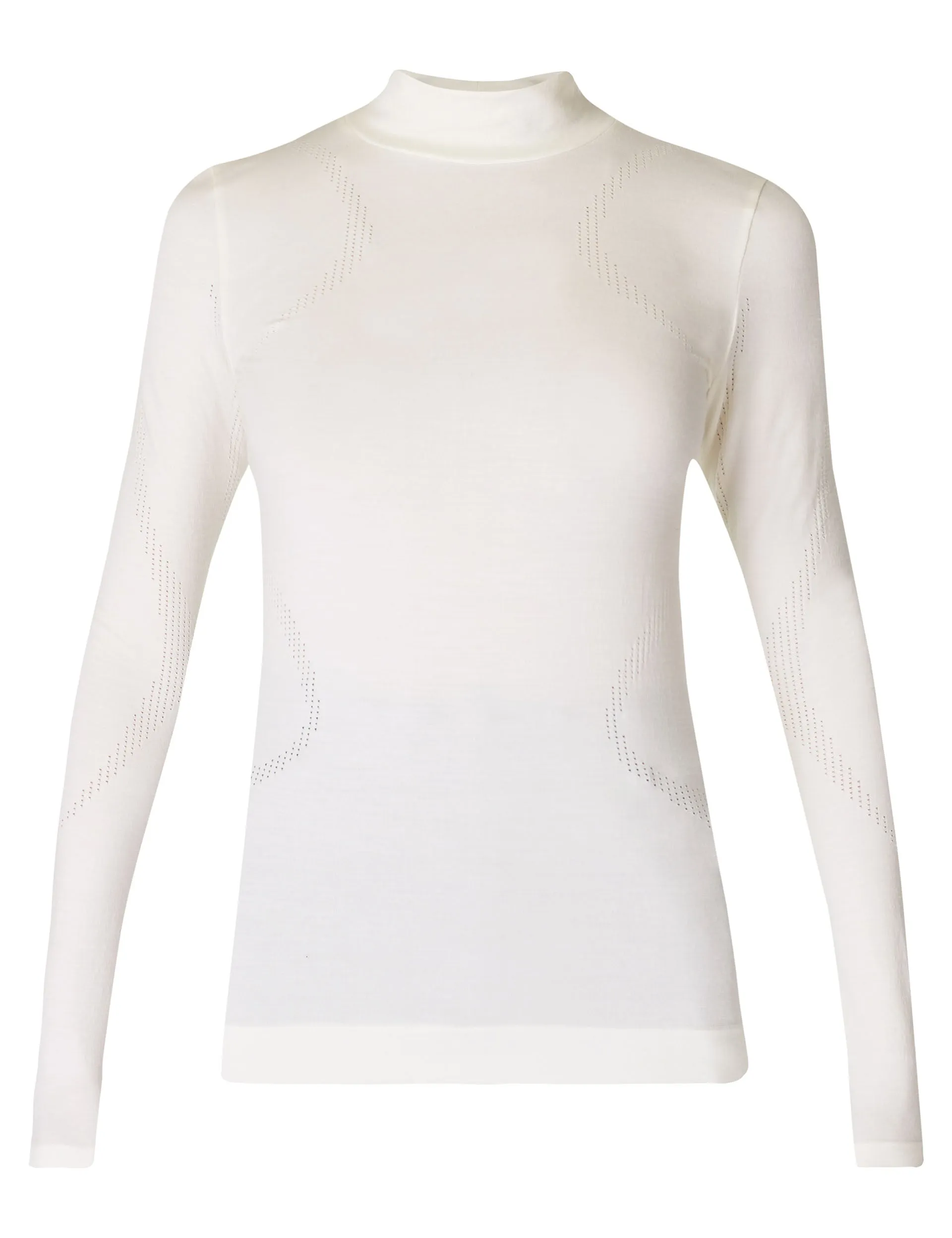 Merino Blend Turtle Neck Base Layer Top - Studio White