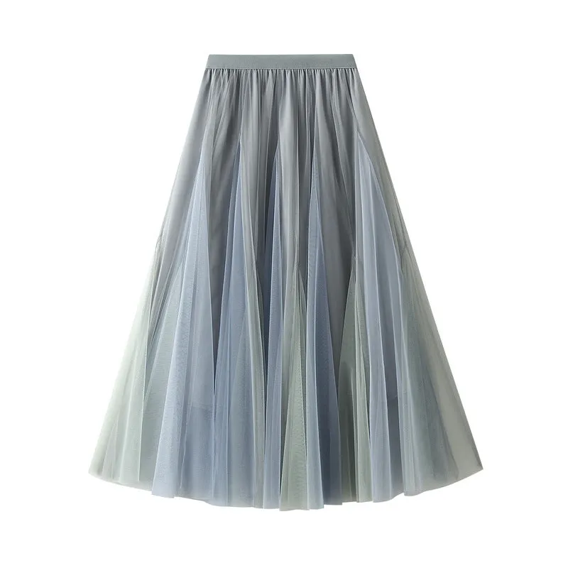 Mesh Tutu Skirt Women's Mid Length Gradient Skirt 761