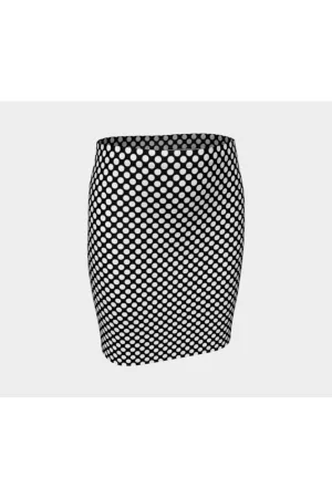 Micro Polka Dot Fitted Skirt