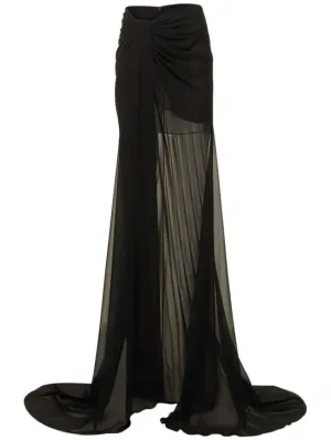 Mônot   Draped georgette long skirt w/ train 