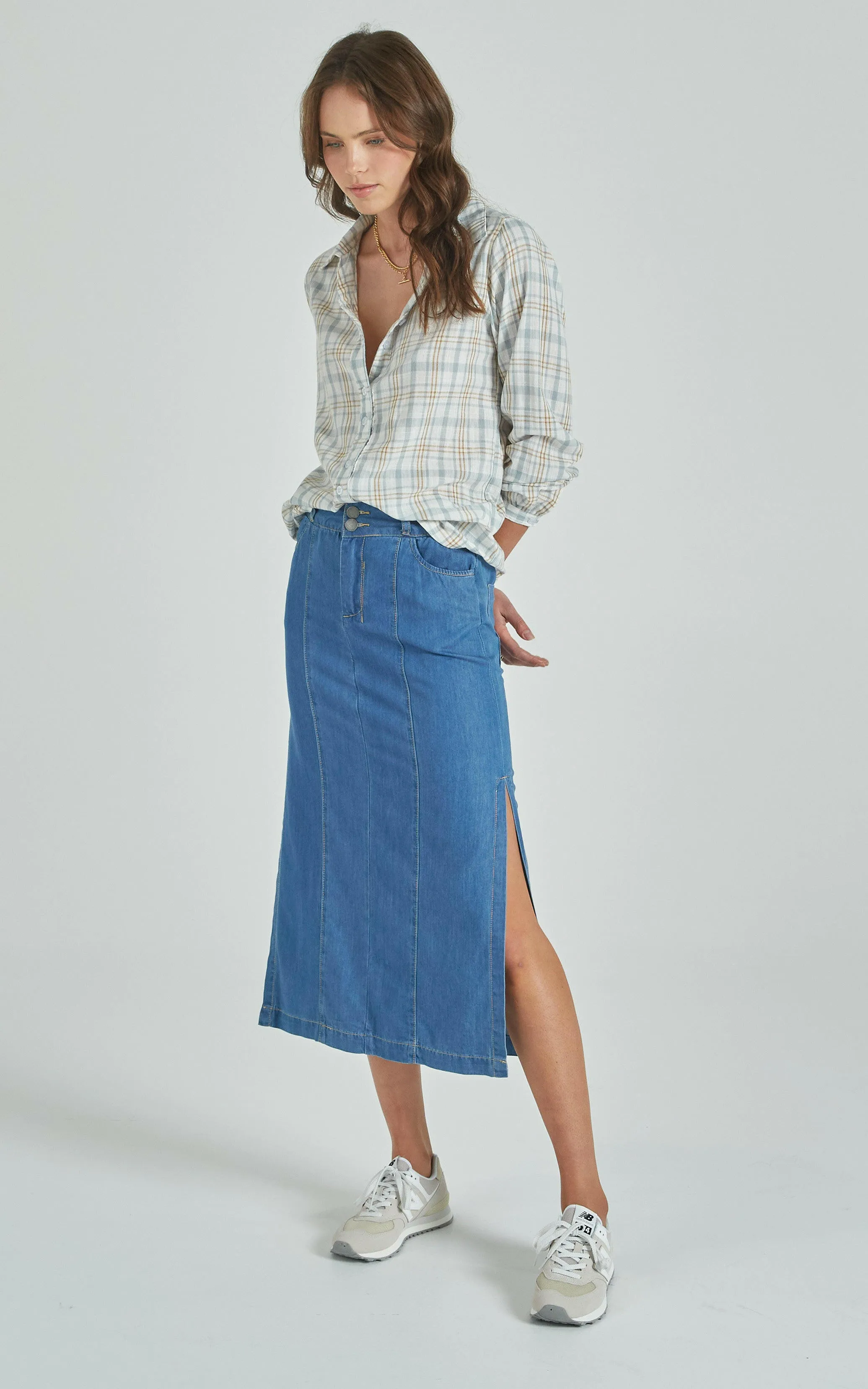 Mona Rodeo Blue Tencel Skirt