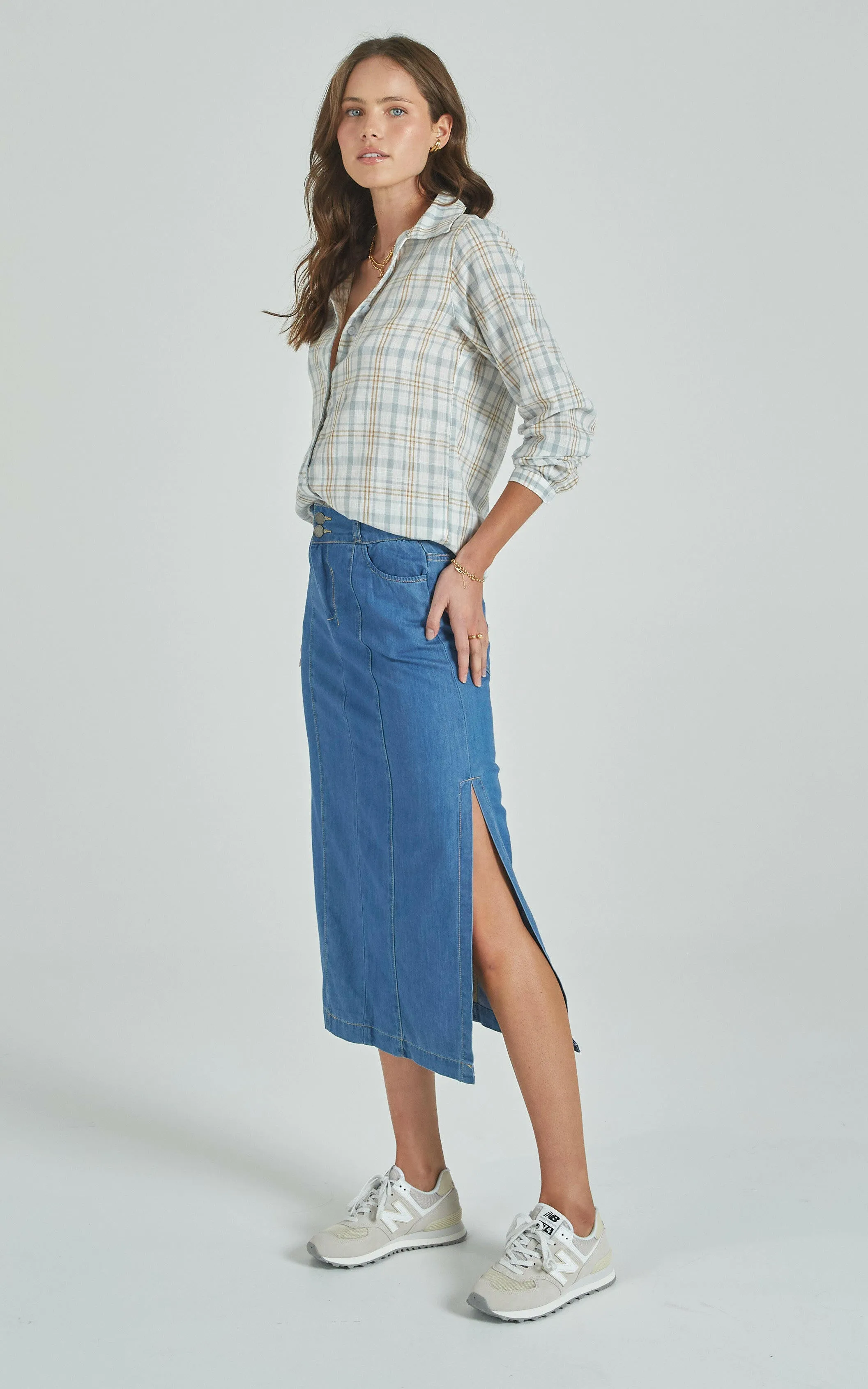 Mona Rodeo Blue Tencel Skirt