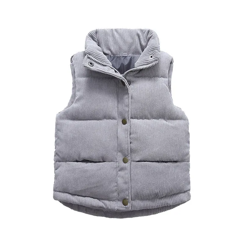 Otis -Corduroy Kids Vest Jacket , Grey