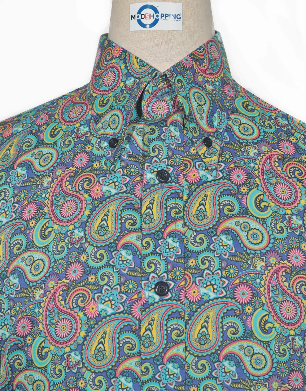 Paisley Shirt - 60s  Style  Green Paisley Shirt