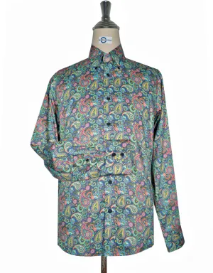 Paisley Shirt - 60s  Style  Green Paisley Shirt