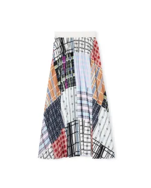 Patched Plaid Tie Front Skirt