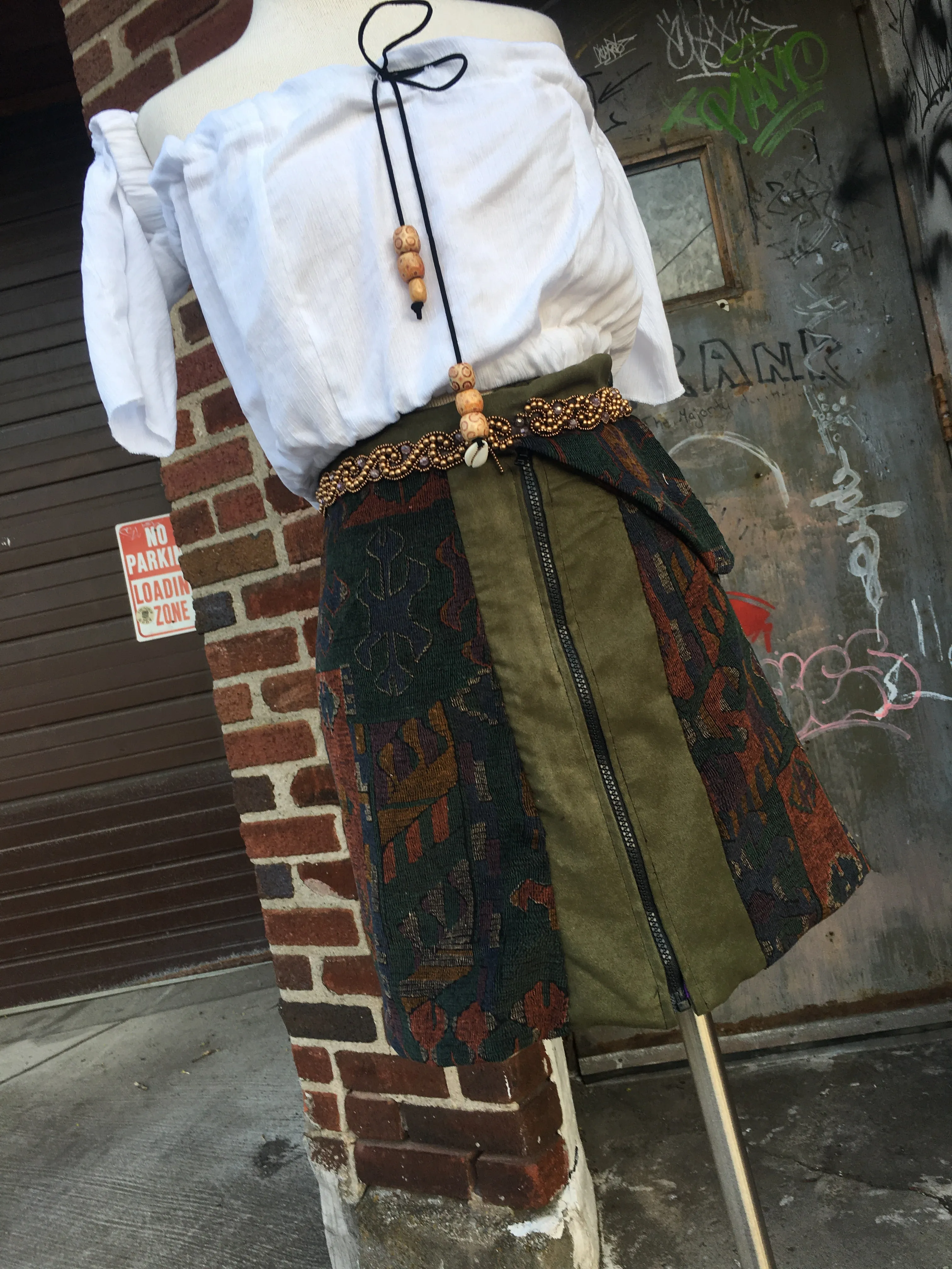 Patchwork corduroy skirt