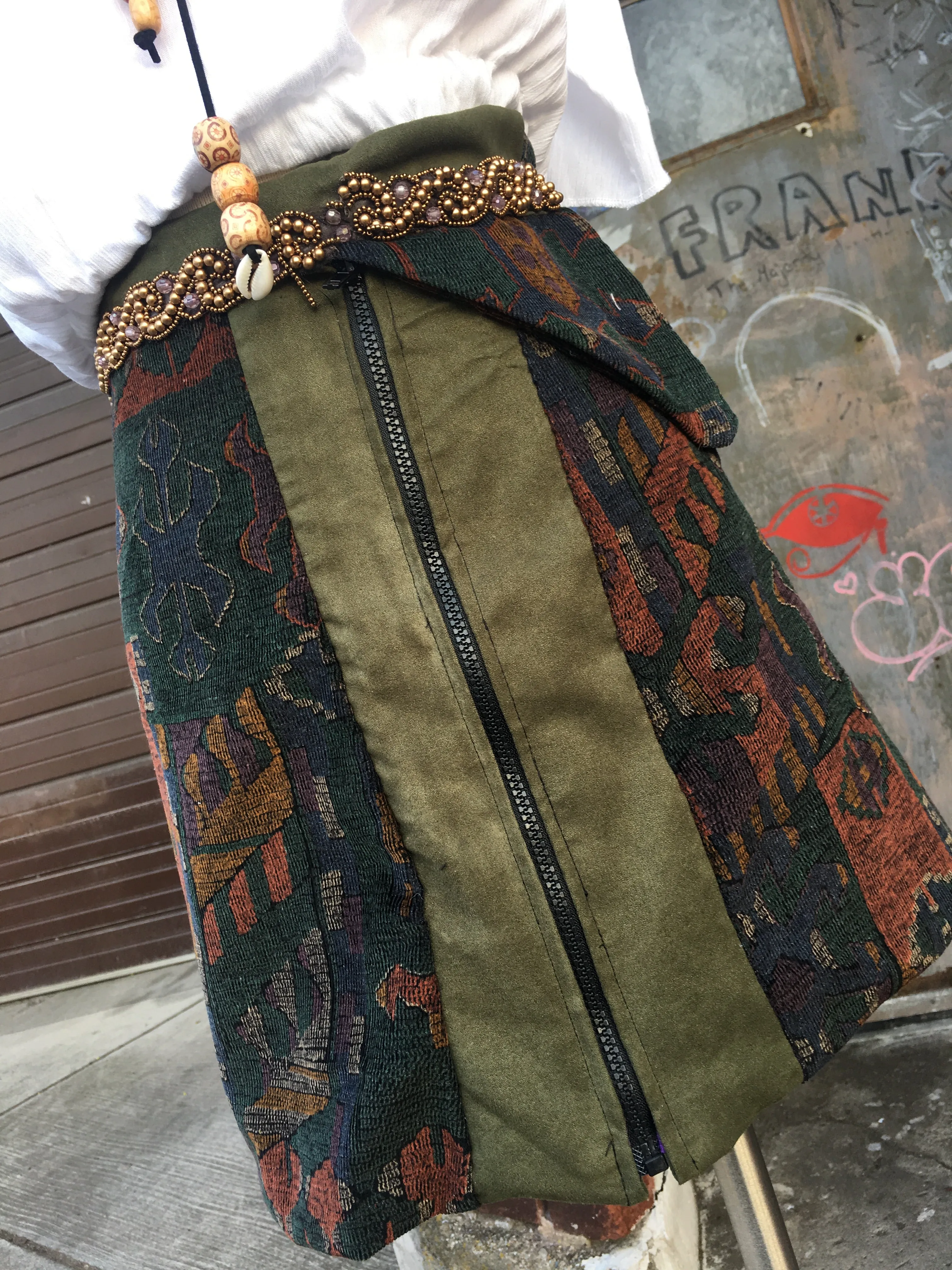 Patchwork corduroy skirt