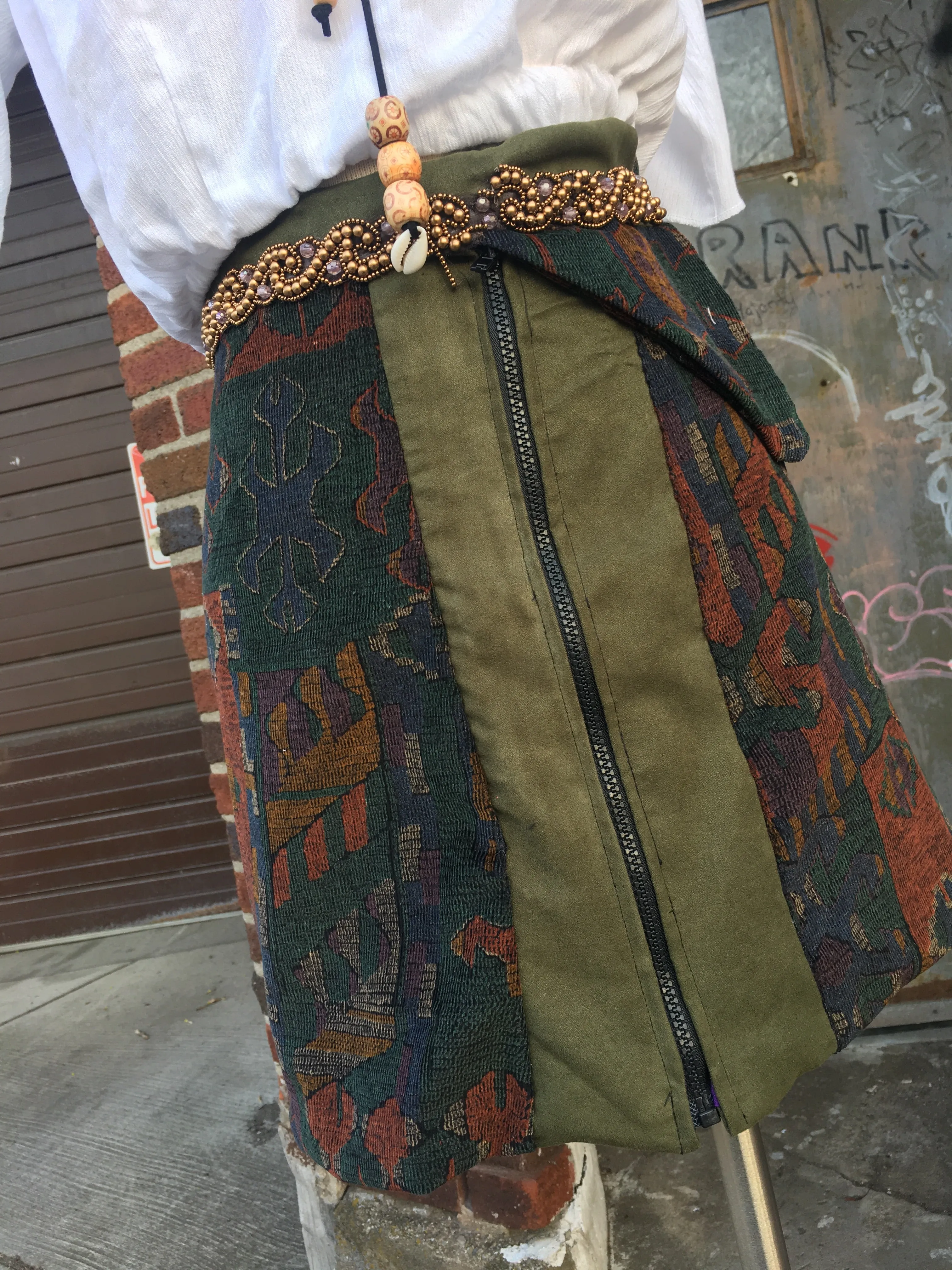 Patchwork corduroy skirt