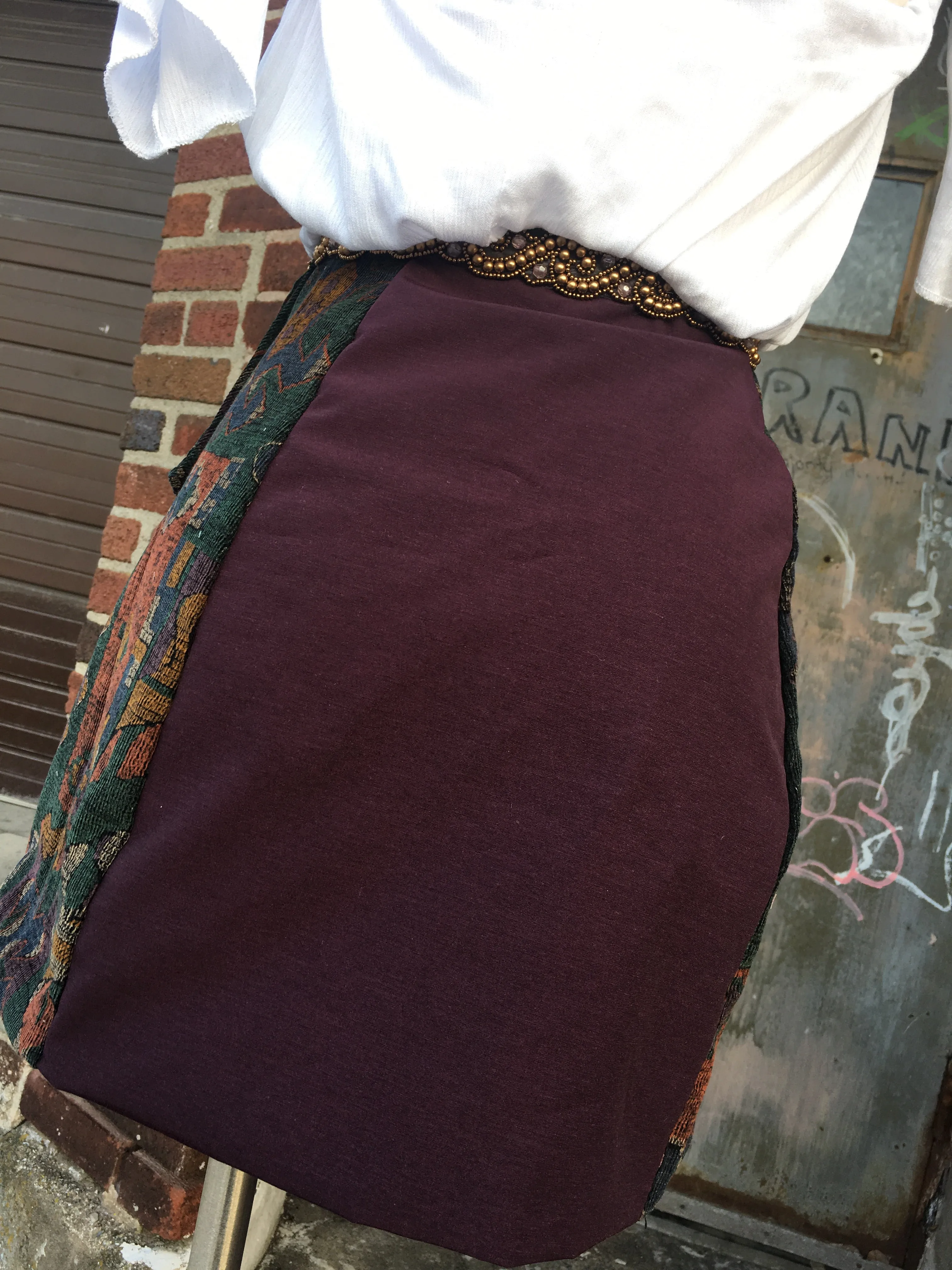 Patchwork corduroy skirt