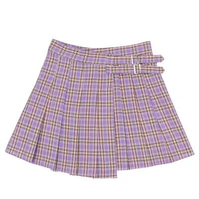 Plaid Double Strap High Waist Skirt SD00375