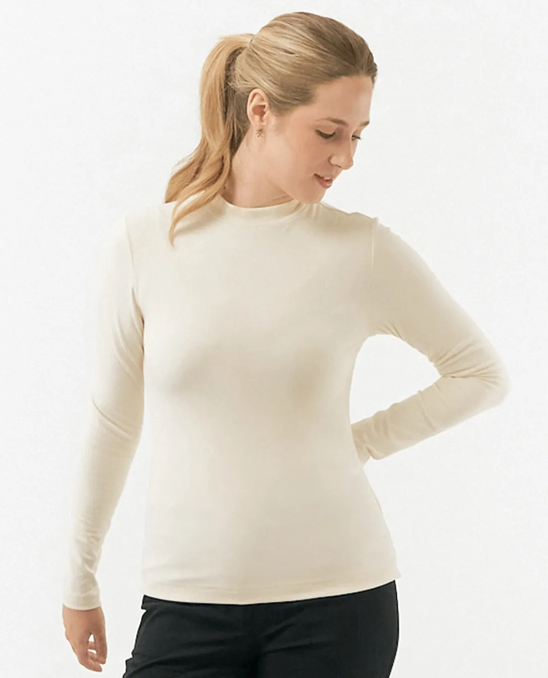 PURE GOLF Olwen Mock neck Winter Top 502 Champagne