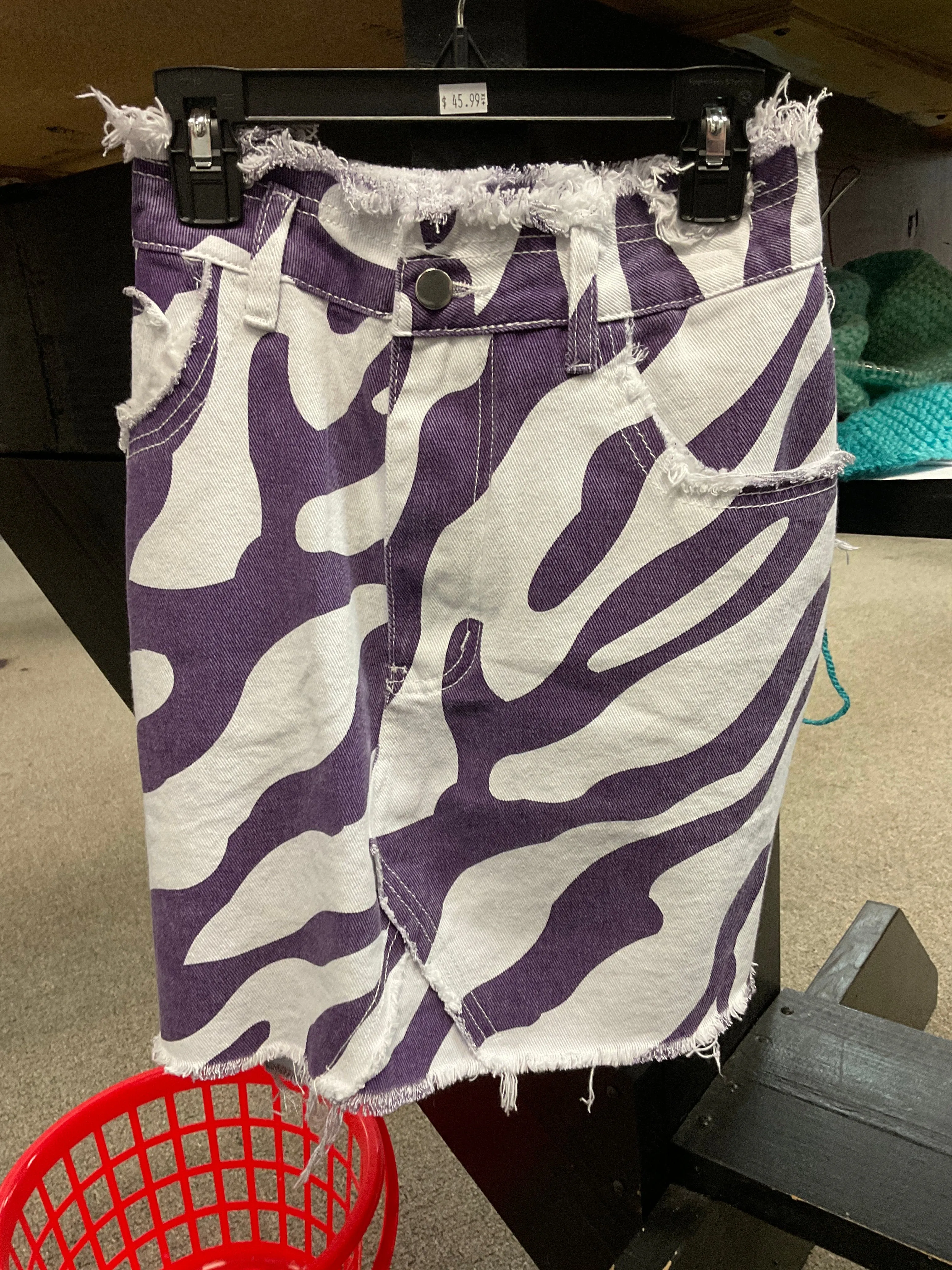 Purple and white zebra stripe denim skirt - 0XL