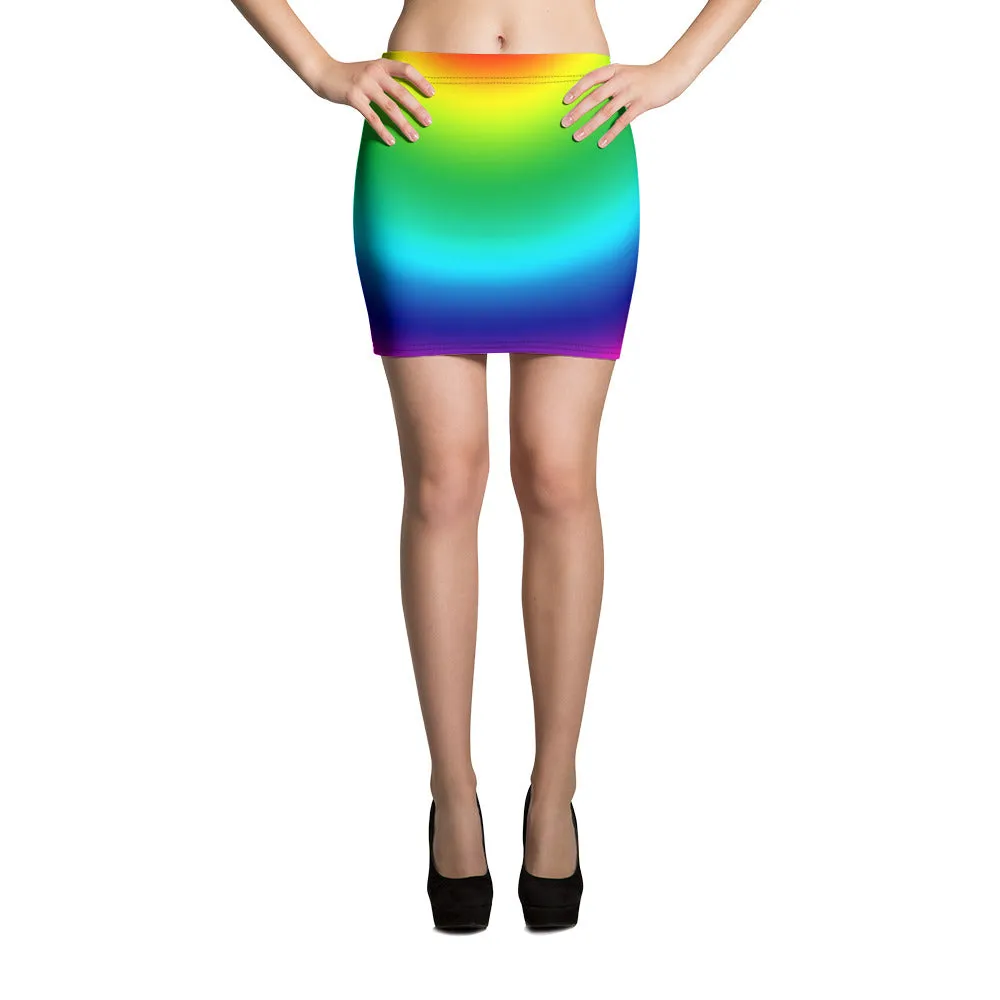 Radial Rainbow Ombre Women's Best Gay Pride Festival Mini Skirt- Made in USA/EU