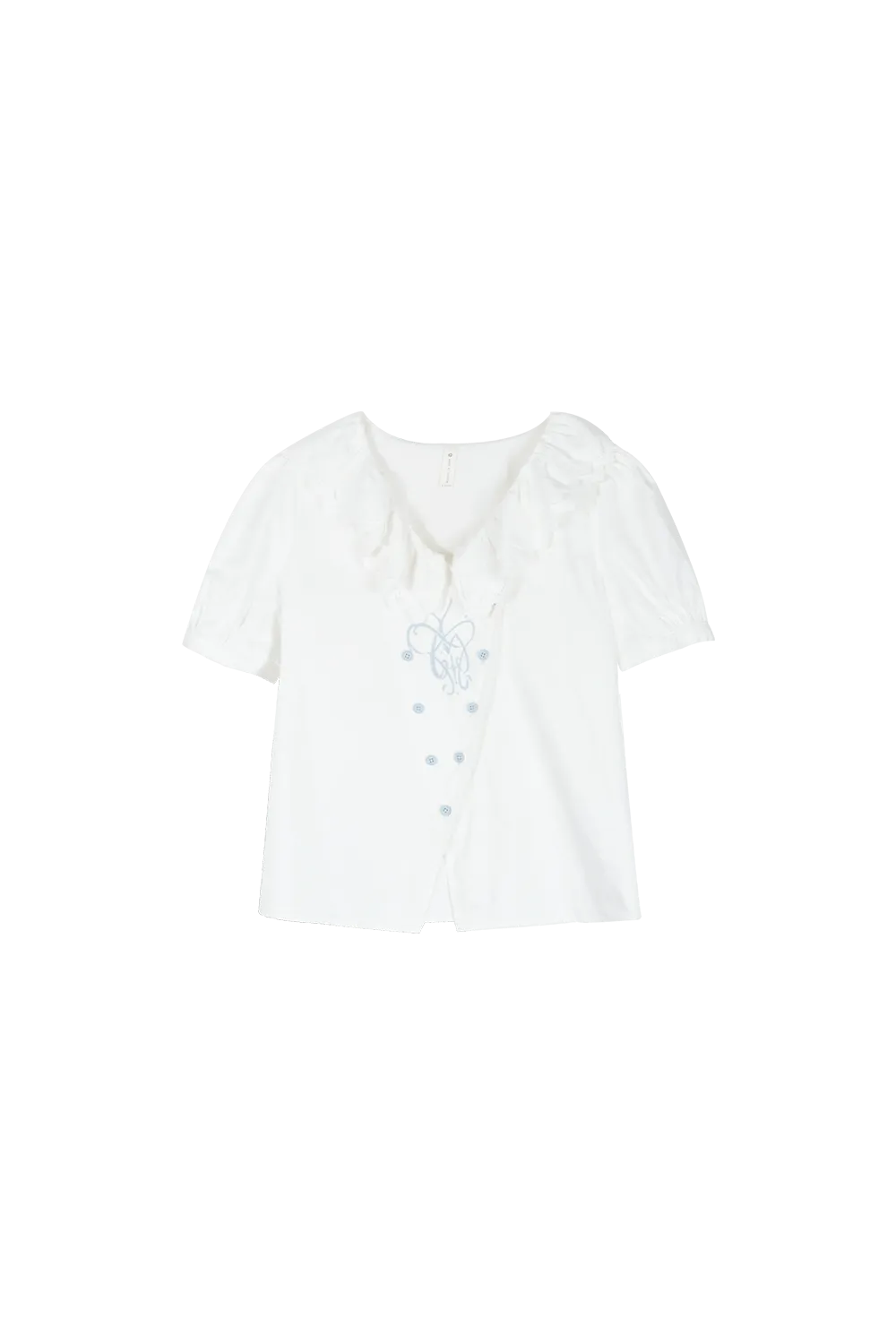 Ruffled Collar White Shirt for Women