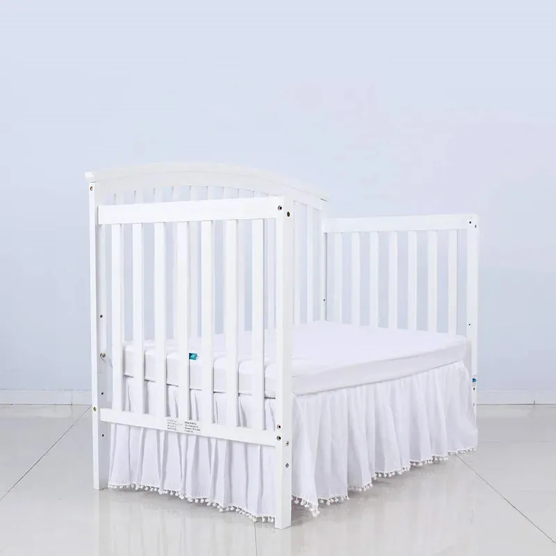 Rufflled Bed Skirt with Tassel Baby Children Crib Bed Skirt