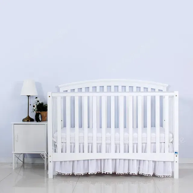 Rufflled Bed Skirt with Tassel Baby Children Crib Bed Skirt