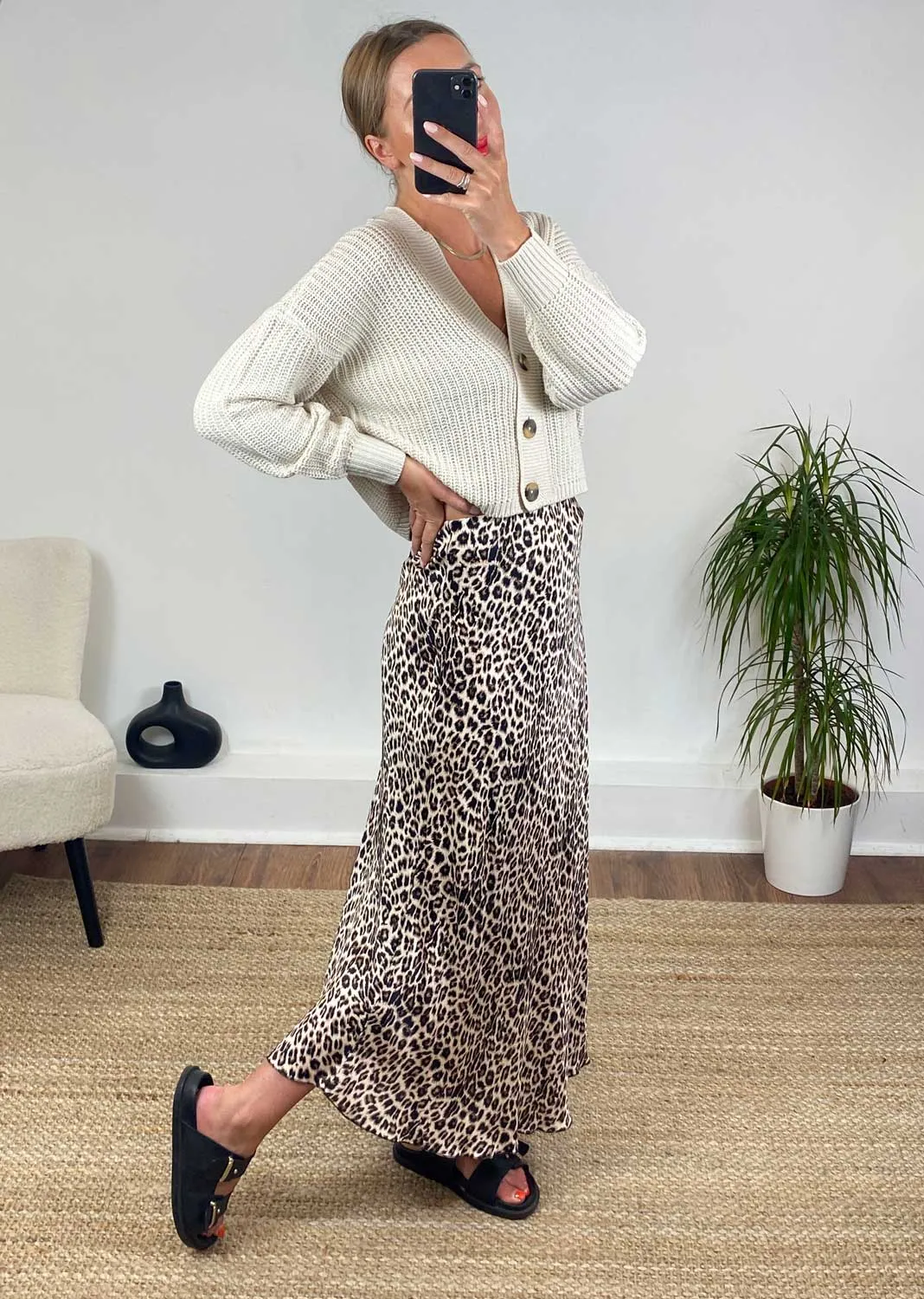 Sansi Leopard Silky Skirt