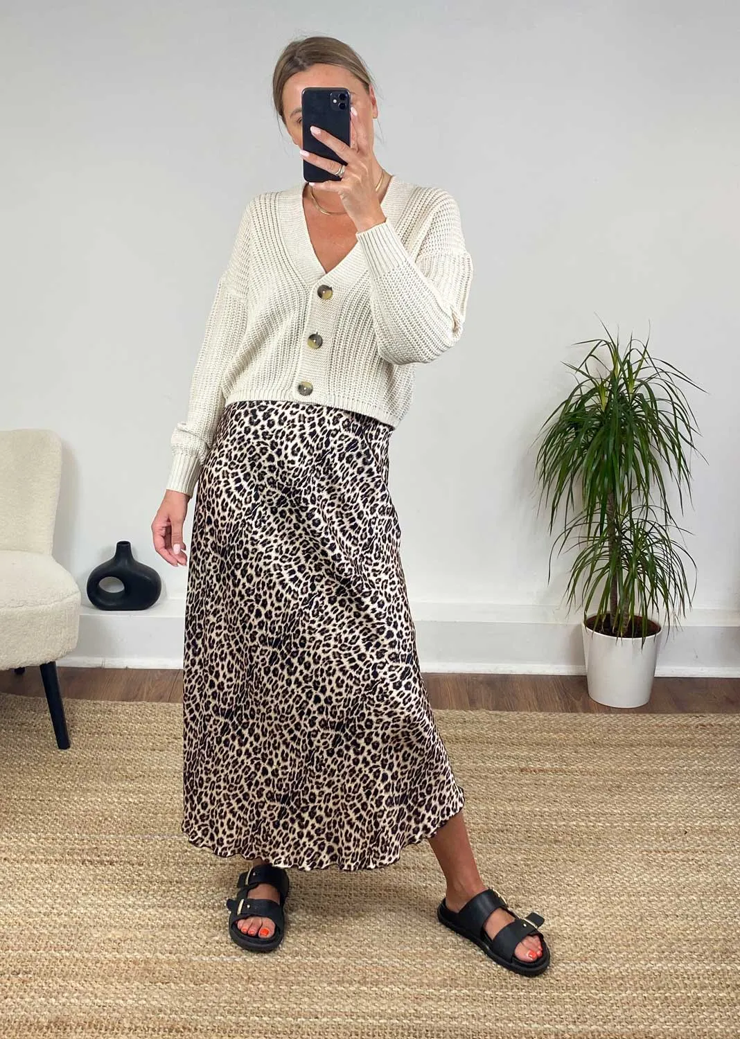 Sansi Leopard Silky Skirt