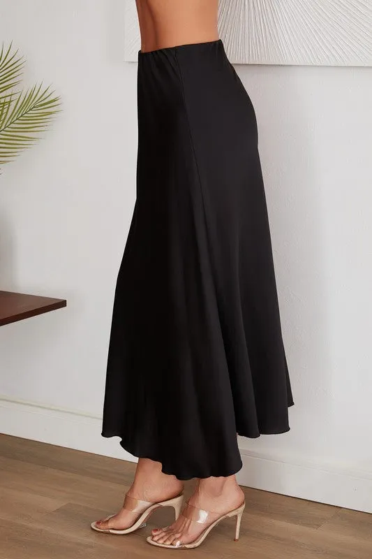 SATIN MAXI SKIRT (BLACK)