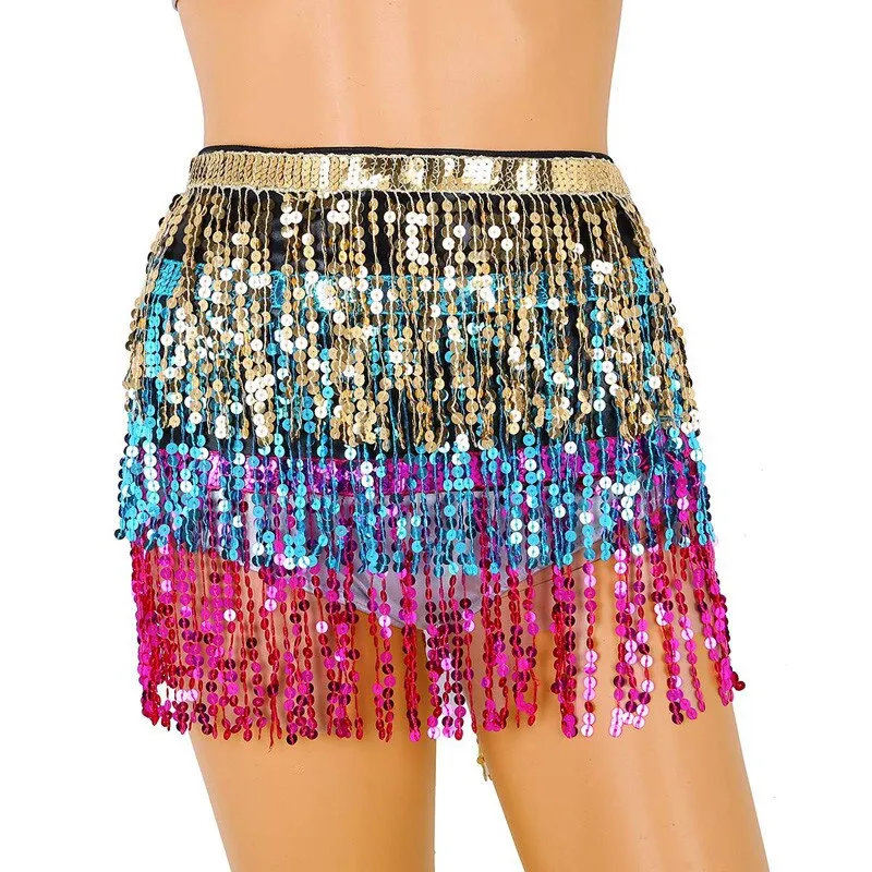 Sequin Glitter Fringe Sarong Skirt