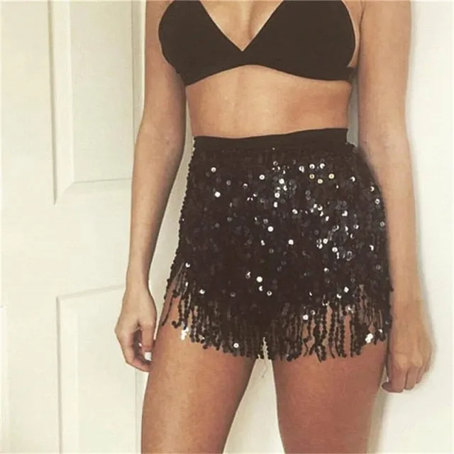 Sequin Glitter Fringe Sarong Skirt