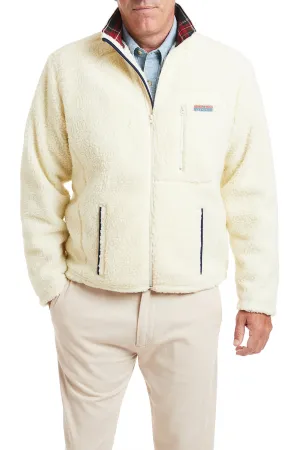 Sherpa Jacket Ivory with Black Stewart Plaid Lining