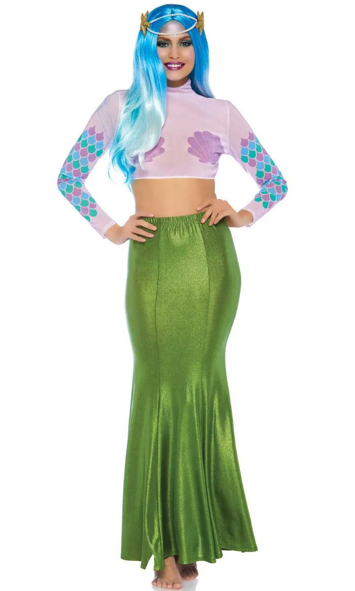 Shimmer Green Spandex Womens Plus Size Mermaid Skirt