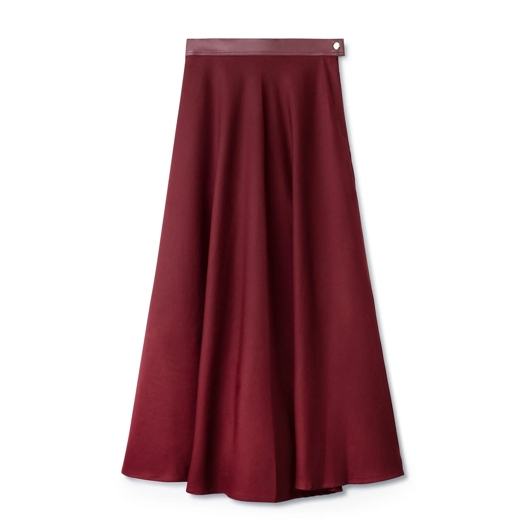 Signature Circle Skirt with Leather Waist Band IN: Burgundy