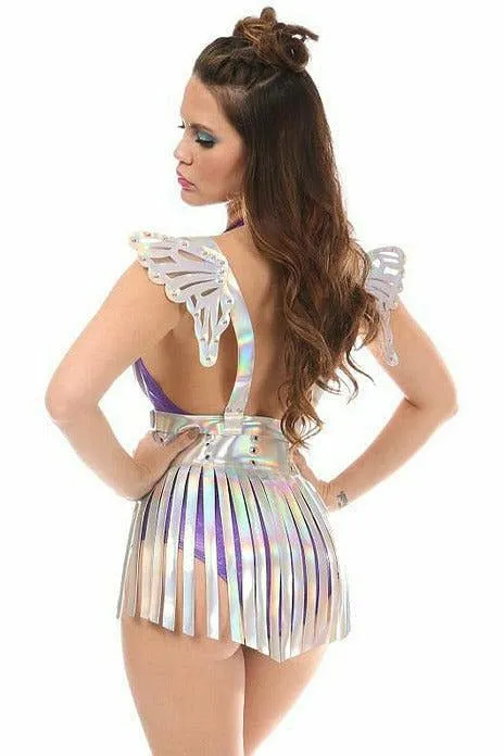 Silver Hologram Fringe Mini Skirt