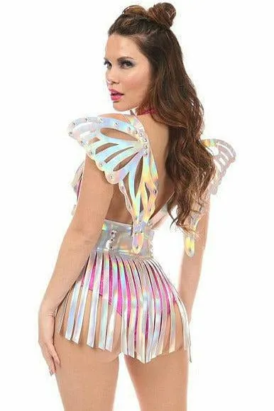 Silver Hologram Fringe Mini Skirt