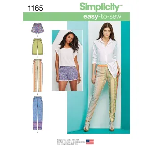 Simplicity Sewing Pattern 1165 Misses’ Pull-on Trousers, Long or Short Shorts