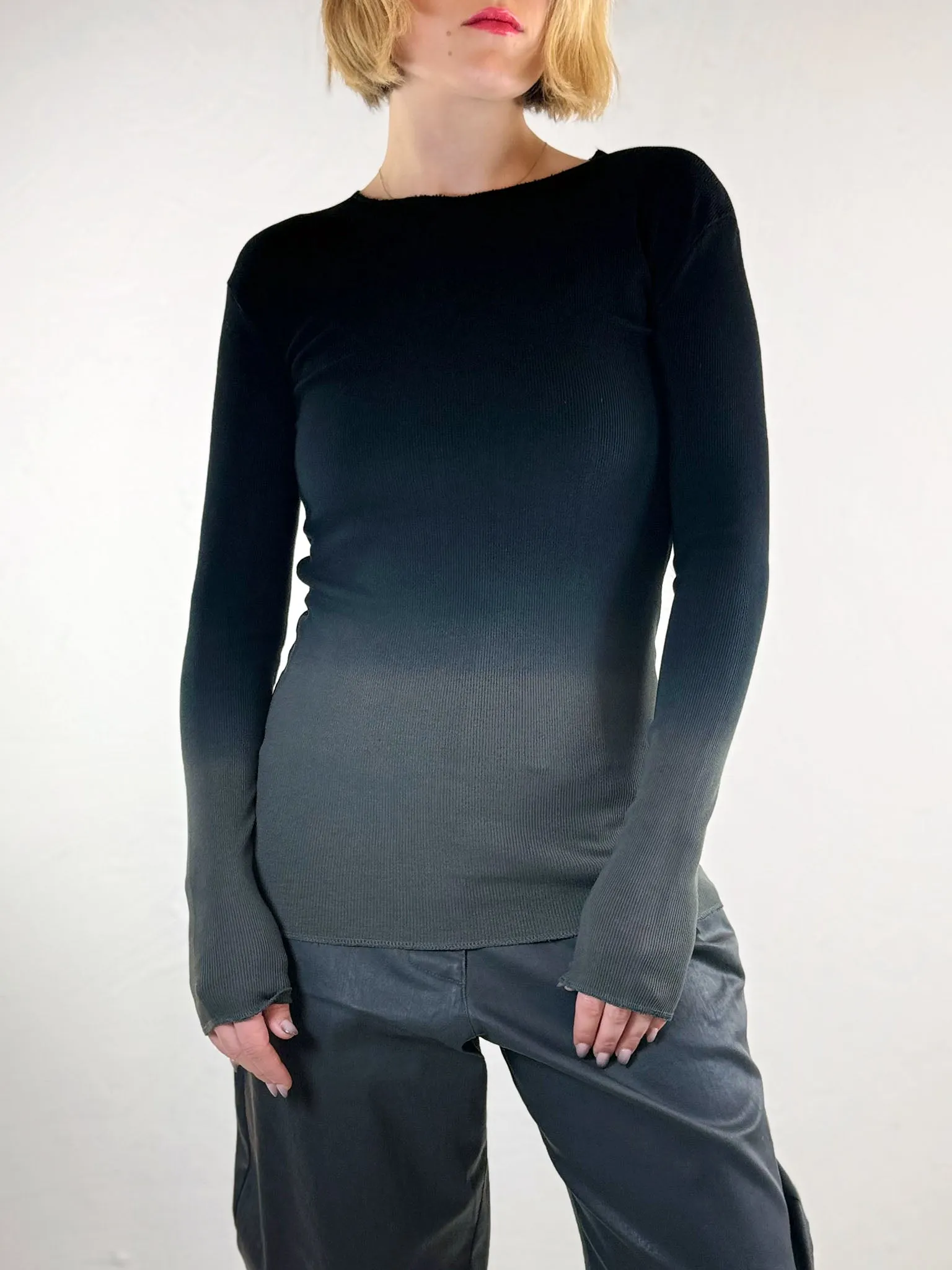 Sort Aarhus Two Tone Crew Neck Top