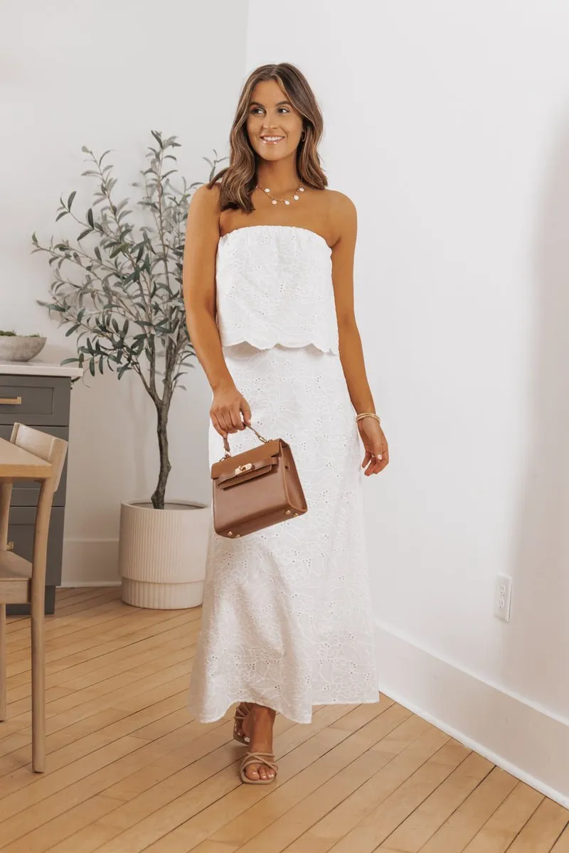 Steve Madden Amalia White Eyelet Maxi Skirt - FINAL SALE