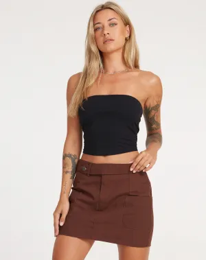 Stina Cargo Micro Skirt in Panama Choco