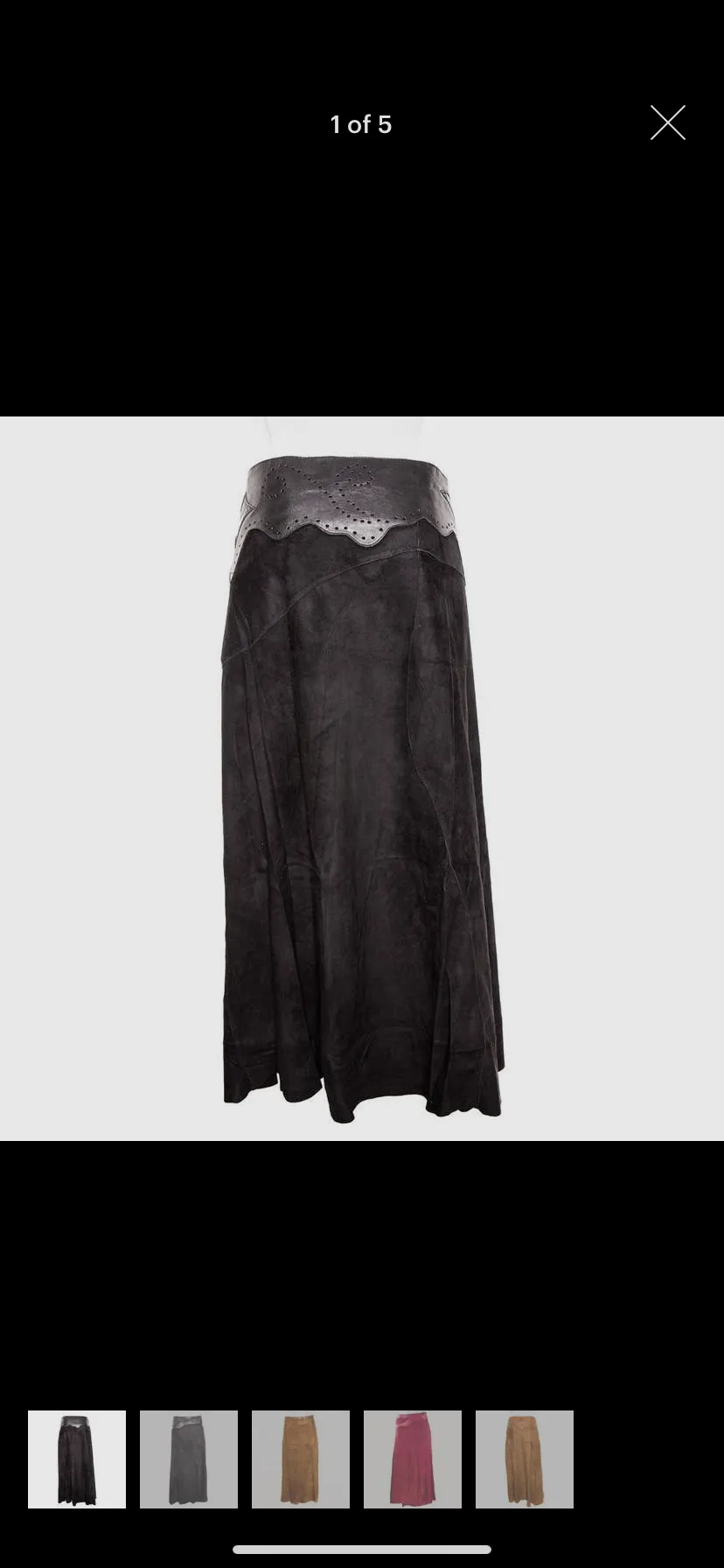 Suede and leather combination Maxi skirt by Doenya