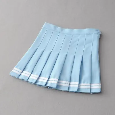 Summer Double Striped Pleated Skirt SD01971