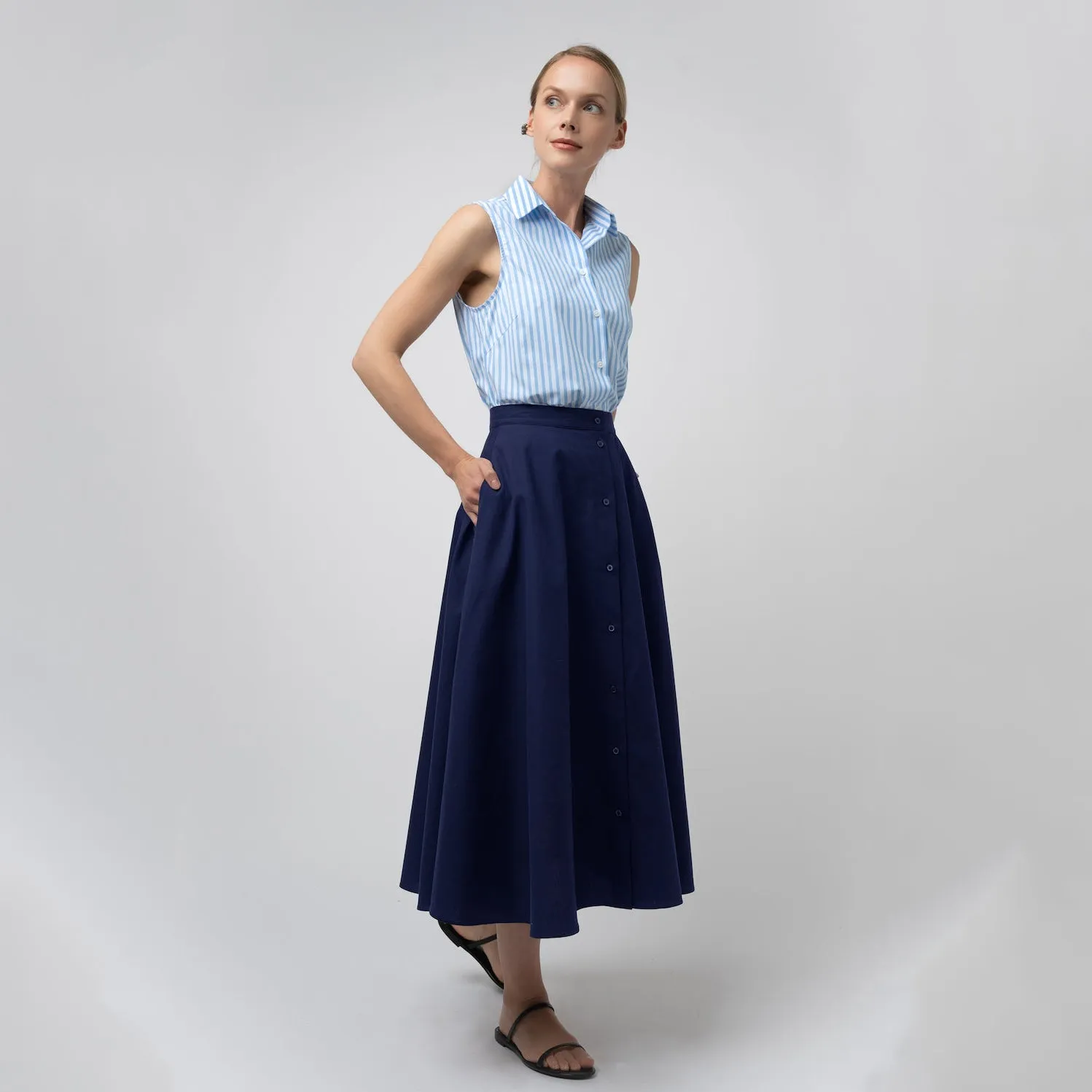 The Feminine Skirt in French Navy by Grammar