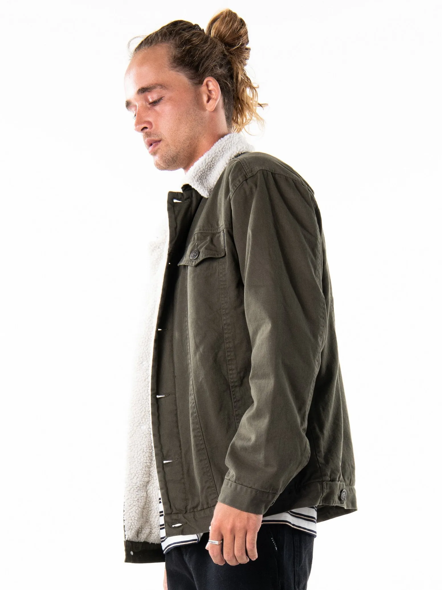 Throne Sherpa Trucker Jacket - Rifle Green