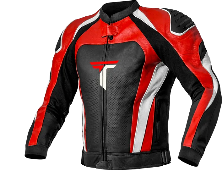 Turbo Red & Black Motorcycle Leather Jacket