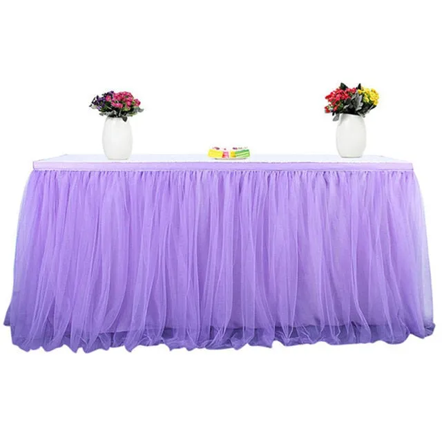 Tutu Tulle Table Skirt Cover Tableware Cloth Baby Shower Party Home Decor