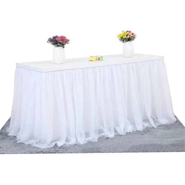 Tutu Tulle Table Skirt Cover Tableware Cloth Baby Shower Party Home Decor