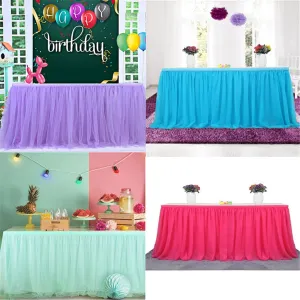 Tutu Tulle Table Skirt Cover Tableware Cloth Baby Shower Party Home Decor