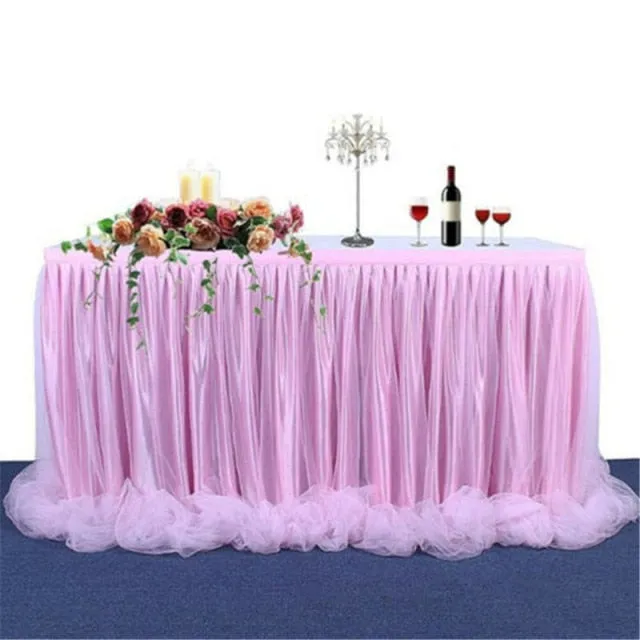 Tutu Tulle Table Skirt Cover Tableware Cloth Baby Shower Party Home Decor