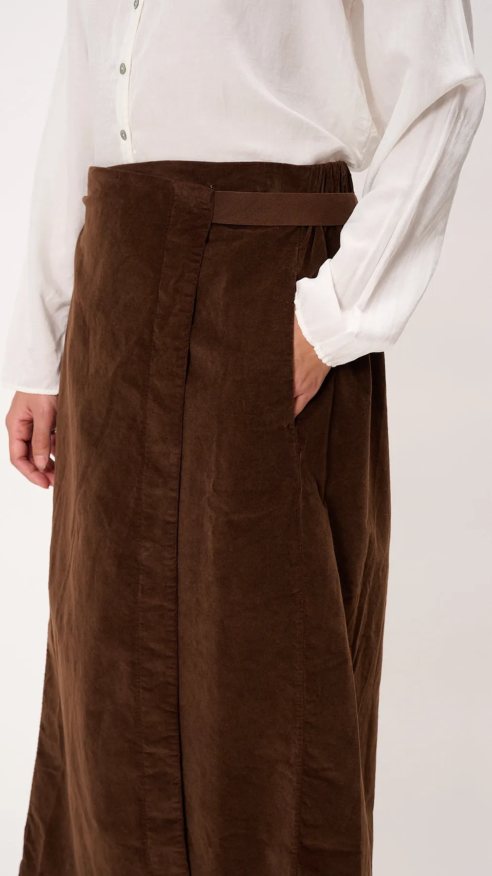 Velvet Wrap Skirt in Coffee