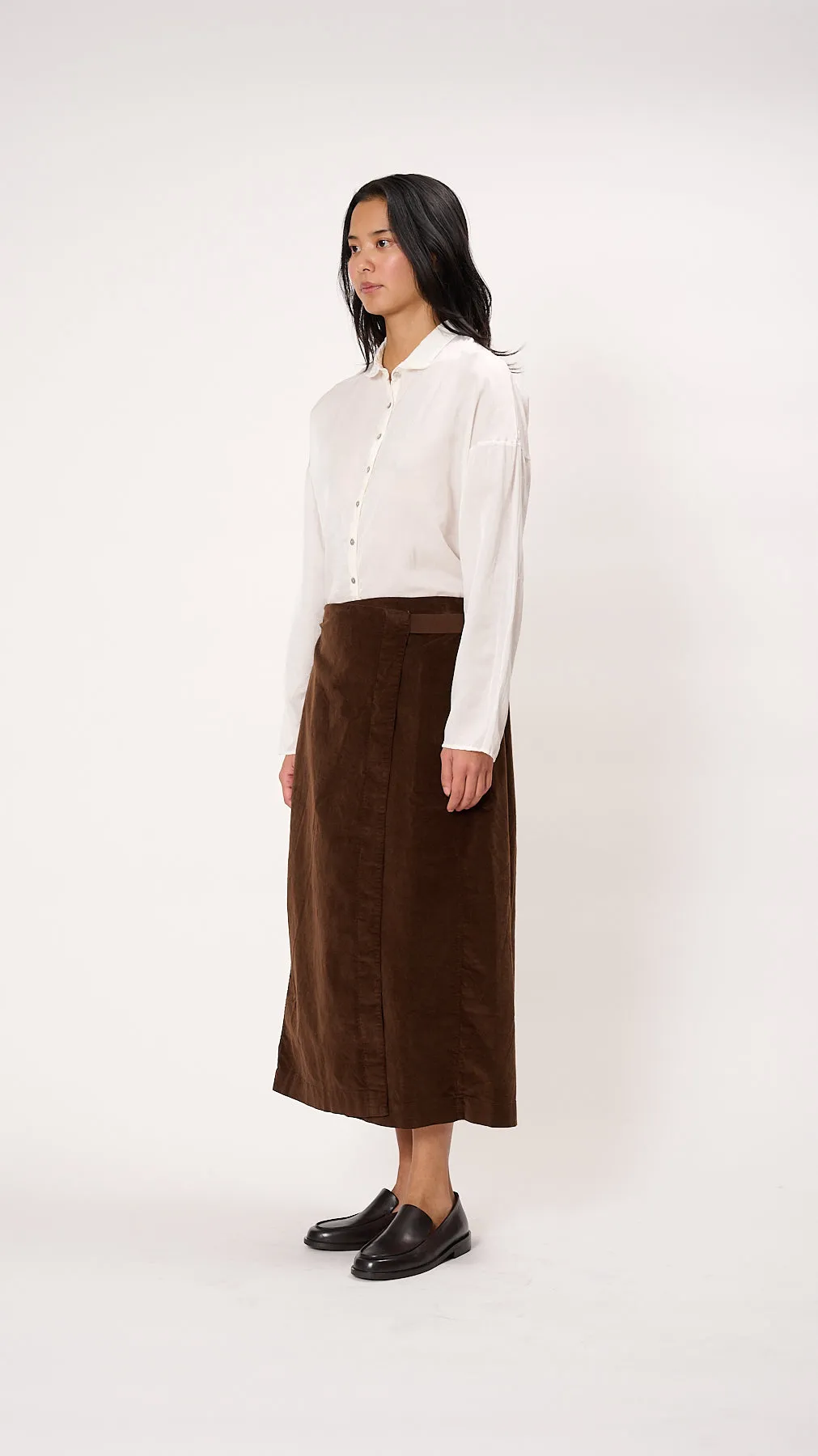 Velvet Wrap Skirt in Coffee