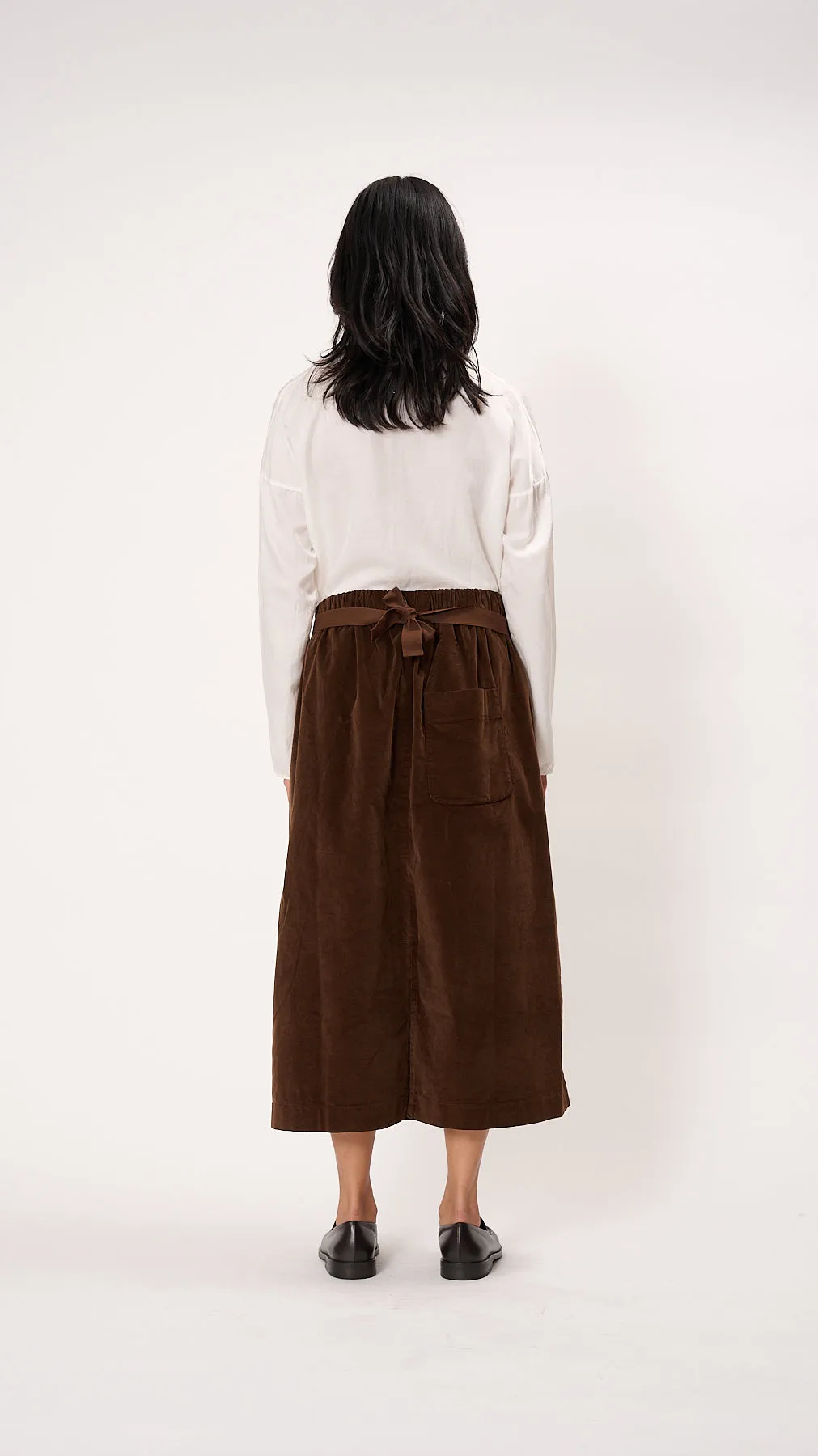 Velvet Wrap Skirt in Coffee