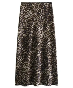 Vintage Leopard Print Midi Skirt