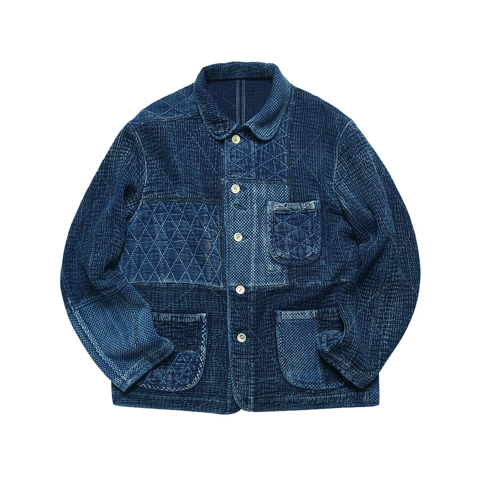 Vintage Sashiko Kendo Plant-dyed Indigo Tattered French Work jacket